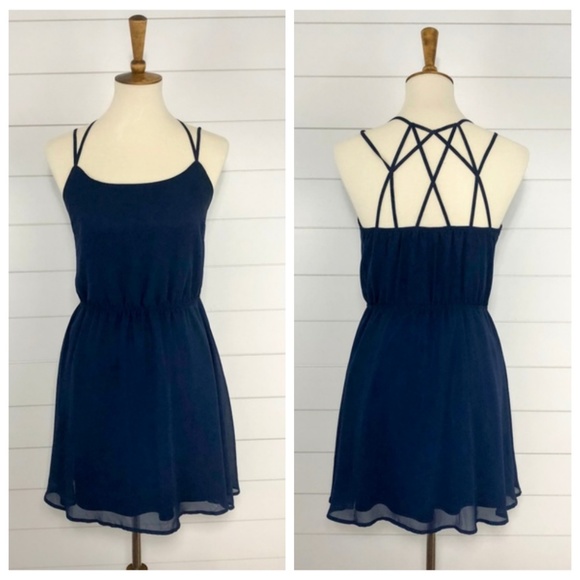 Daisy Shoppe Dresses & Skirts - Daisy Shoppe Strappy Back Navy Blue Dress, Medium